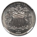 1867 Shield Nickel MS-66 NGC (Rays, Green Label)