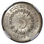 1867 Shield Nickel MS-66 NGC (Rays, Green Label)
