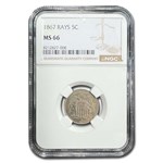 1867 Shield Nickel MS-66 NGC (Rays)