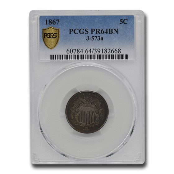 1867 Shield Nickel Pattern PR-64 PCGS (Brown, J-573a) 1867 Shield Nickel Pattern PR-64 PCGS (Brown, J-573a)
