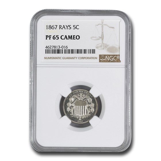 1867 Shield Nickel PF-65 Cameo NGC (Rays) 1867 Shield Nickel PF-65 Cameo NGC (Rays)