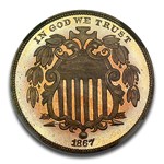 1867 Shield Nickel PF-66 NGC (No Rays)