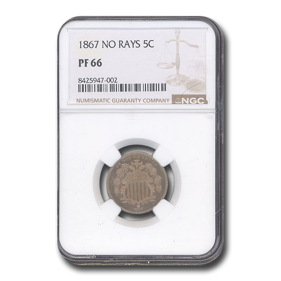 1867 Shield Nickel PF-66 NGC (No Rays)