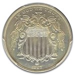 1867 Shield Nickel PR-64+ PCGS CAC (Rays)