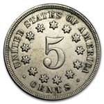 1867 Shield Nickel w/o Rays AU