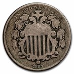 1867 Shield Nickel w/o Rays Good