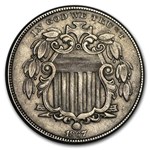 1867 Shield Nickel w/Rays AU
