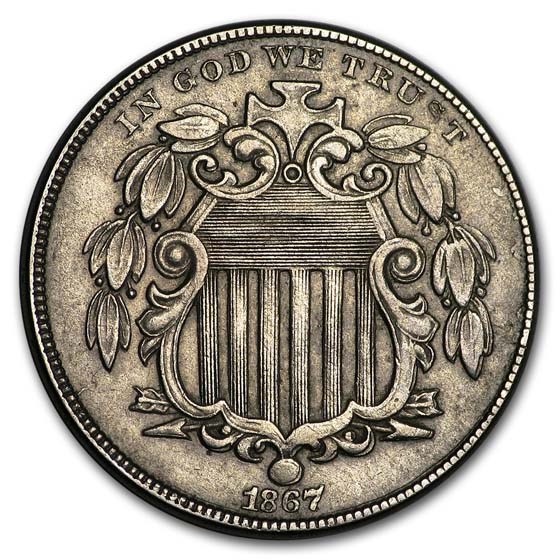 1867 Shield Nickel w/Rays AU 1867 Shield Nickel w/Rays AU