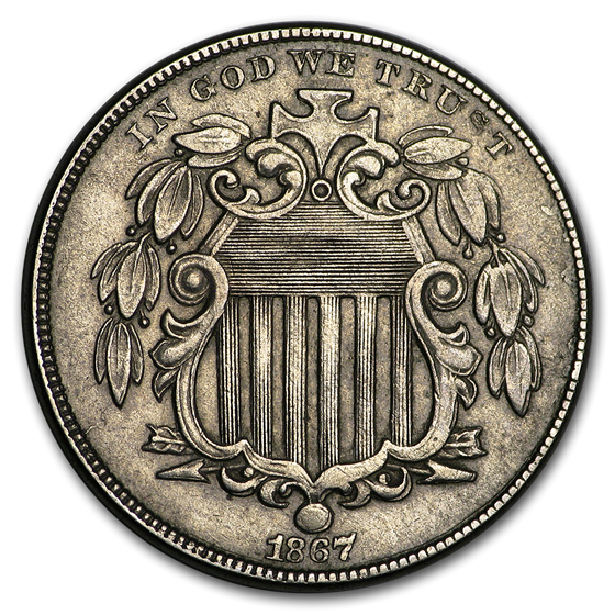 1867 Shield Nickel w/Rays AU 1867 Shield Nickel w/Rays AU