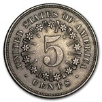 1867 Shield Nickel w/Rays AU