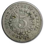 1867 Shield Nickel w/Rays VF