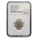 1867 Shield Nickel XF-45 NGC (No Rays, Obv Die Break Rim @ 3:00)