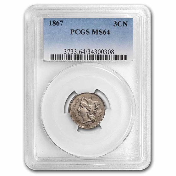 1867 Three Cent Nickel MS-64 PCGS 1867 Three Cent Nickel MS-64 PCGS