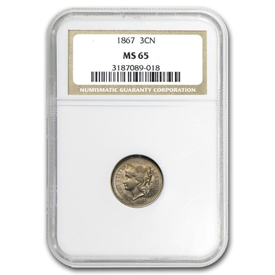 1867 Three Cent Nickel MS-65 NGC 1867 Three Cent Nickel MS-65 NGC