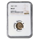 1867 Three Cent Nickel MS-67 NGC