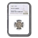 1867 Three Cent Nickel PF-67 Cameo NGC