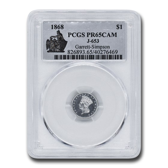 1868 $1.00 Indian Head Pattern PR-65 Cameo PCGS (J-653) 1868 $1.00 Indian Head Pattern PR-65 Cameo PCGS (J-653)