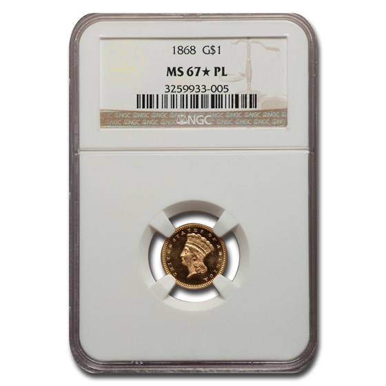 1868 $1 Indian Head Gold MS-67* NGC (PL) 1868 $1 Indian Head Gold MS-67* NGC (PL)