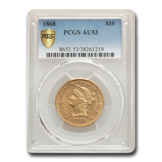 1868 $10 Liberty Gold Eagle AU-53 PCGS 1868 $10 Liberty Gold Eagle AU-53 PCGS