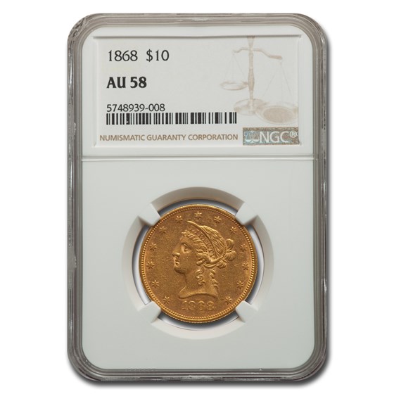 1868 $10 Liberty Gold Eagle AU-58 NGC