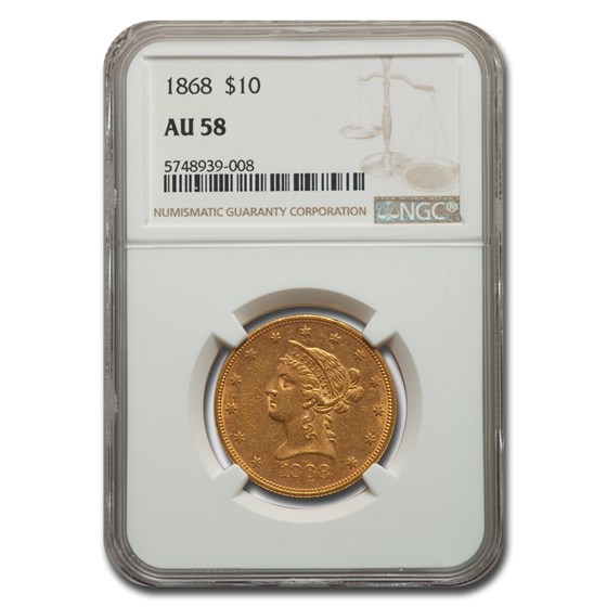 1868 $10 Liberty Gold Eagle AU-58 NGC 1868 $10 Liberty Gold Eagle AU-58 NGC