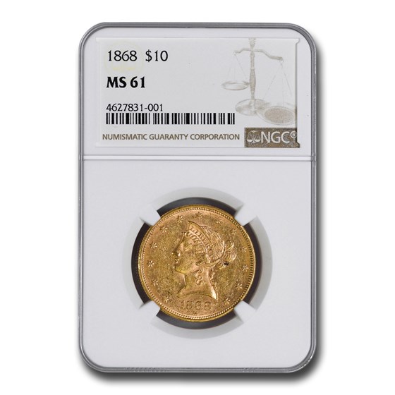 1868 $10 Liberty Gold Eagle MS-61 NGC 1868 $10 Liberty Gold Eagle MS-61 NGC