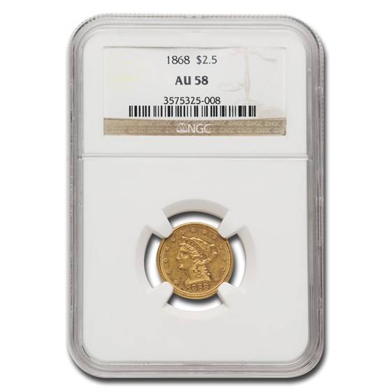 1868 $2.50 Liberty Gold Quarter Eagle AU-58 NGC 1868 $2.50 Liberty Gold Quarter Eagle AU-58 NGC