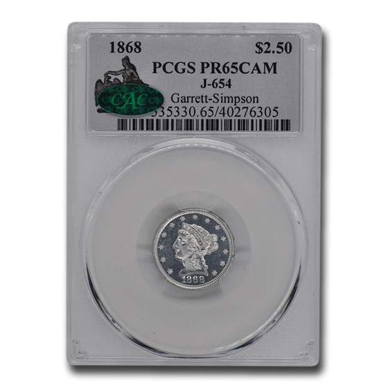 1868 $2.50 Liberty Quarter Eagle Pattern PR-65 PCGS CAC (J-654) 1868 $2.50 Liberty Quarter Eagle Pattern PR-65 PCGS CAC (J-654)