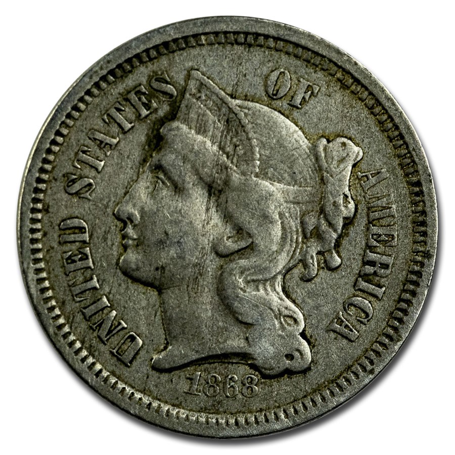 1868 3 Cent Nickel VF