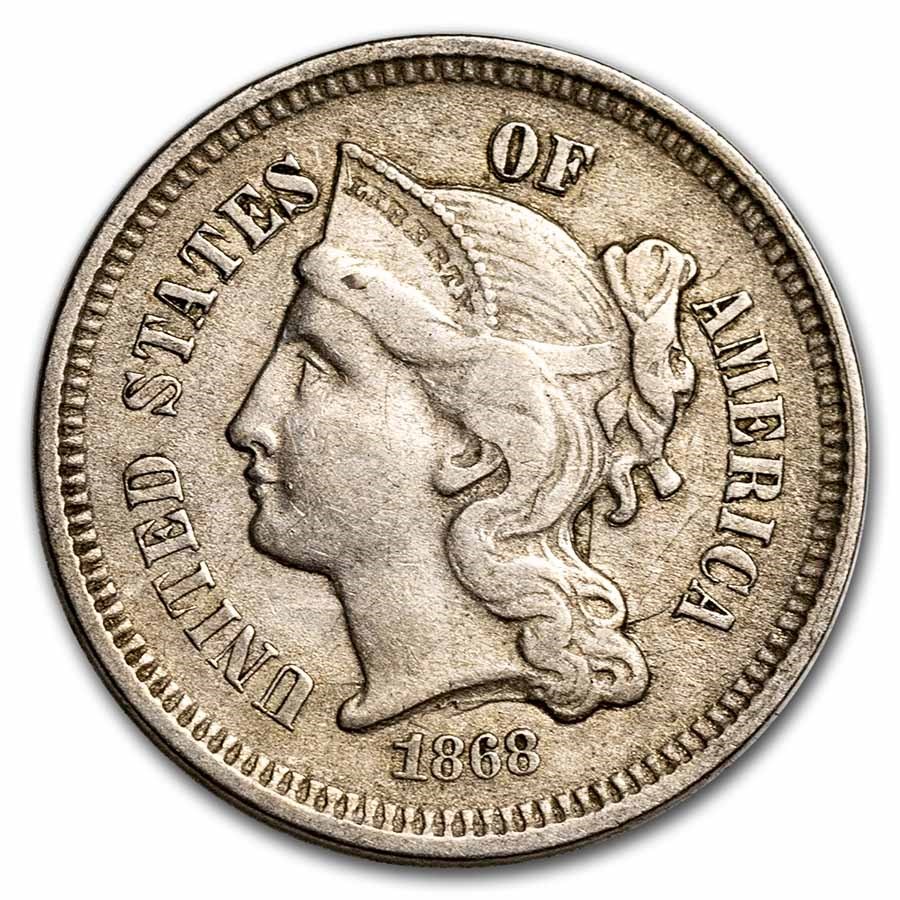 1868 3 Cent Nickel XF