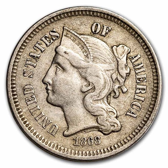 1868 3 Cent Nickel XF 1868 3 Cent Nickel XF