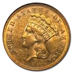 1868 $3 Gold Princess AU-55 NGC