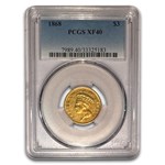1868 $3 Gold Princess XF-40 PCGS
