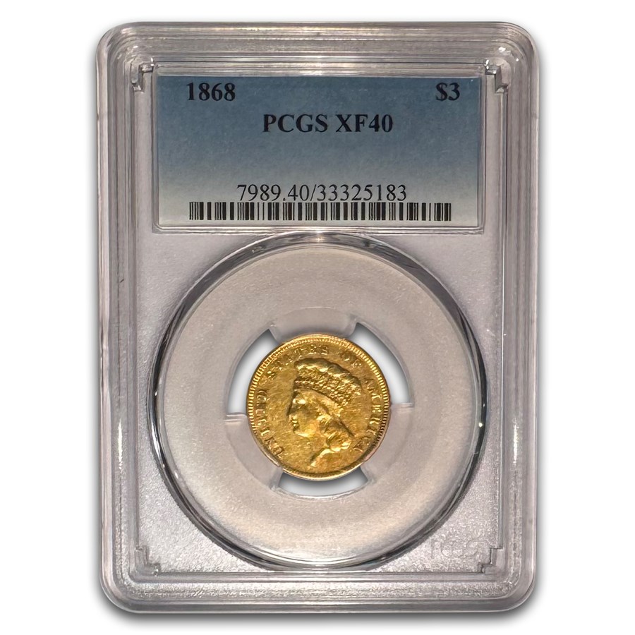 1868 $3 Gold Princess XF-40 PCGS