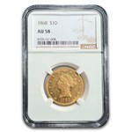 1868 $5 Liberty Head Half Eagle AU-58 NGC