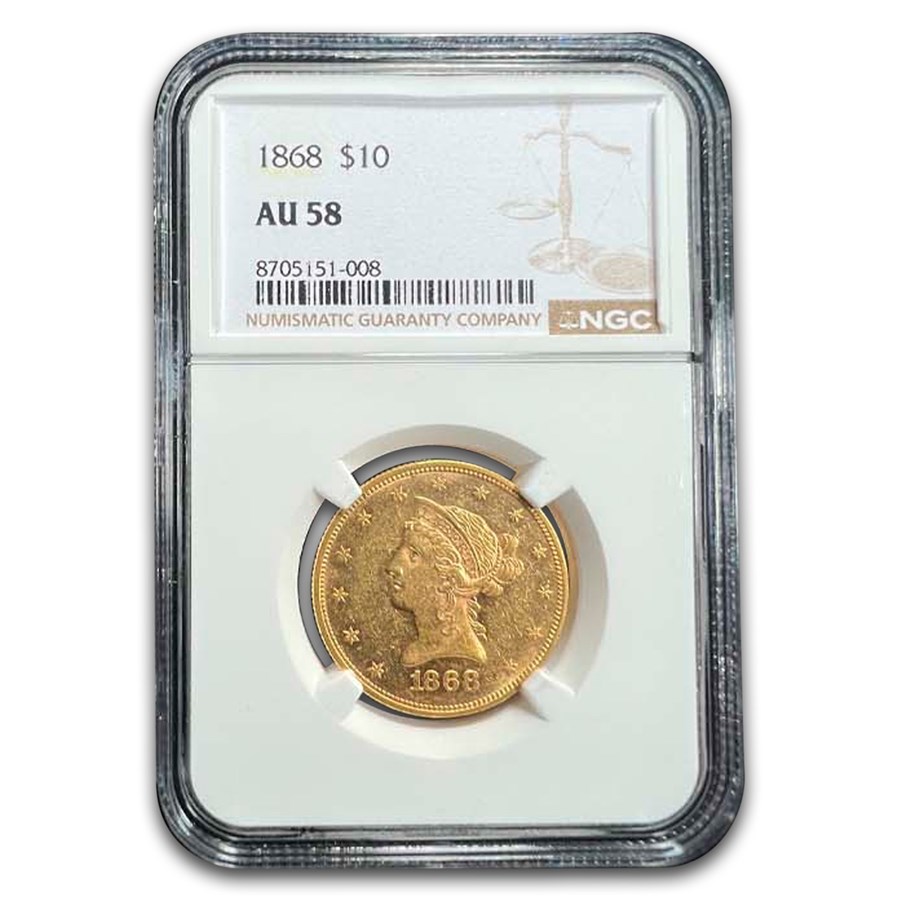 1868 $5 Liberty Head Half Eagle AU-58 NGC