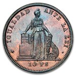 1868 Chile 10 Pesos Pattern PF-63 NGC (Brown)