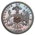 1868 Chile 10 Pesos Pattern PF-63 NGC (Brown)
