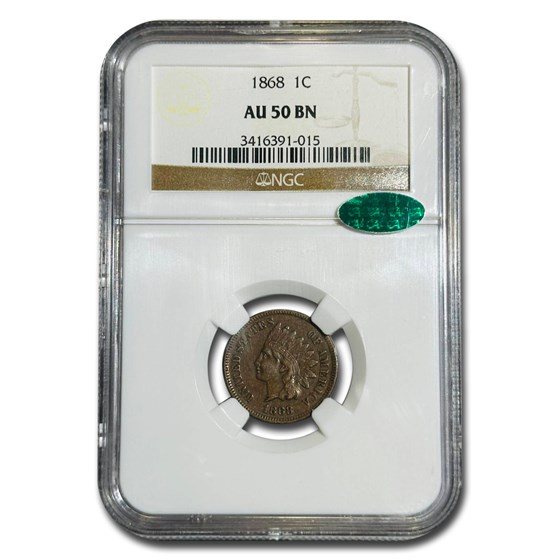 1868 Indian Head Cent AU-50 NGC CAC 1868 Indian Head Cent AU-50 NGC CAC
