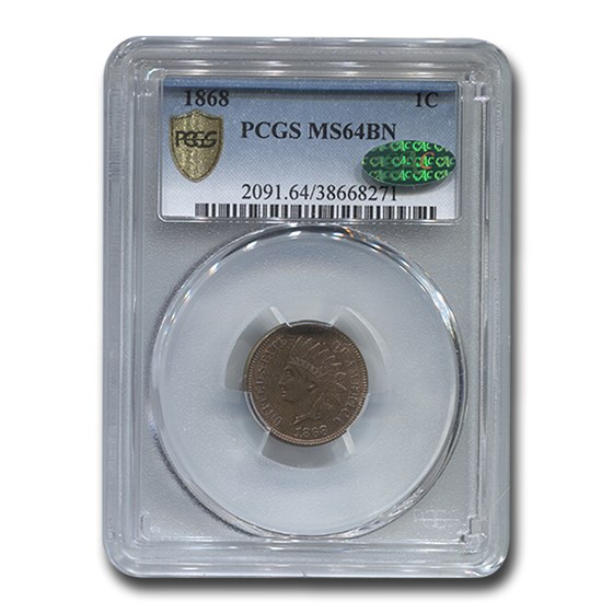 1868 Indian Head Cent MS-64 PCGS CAC (Brown) 1868 Indian Head Cent MS-64 PCGS CAC (Brown)