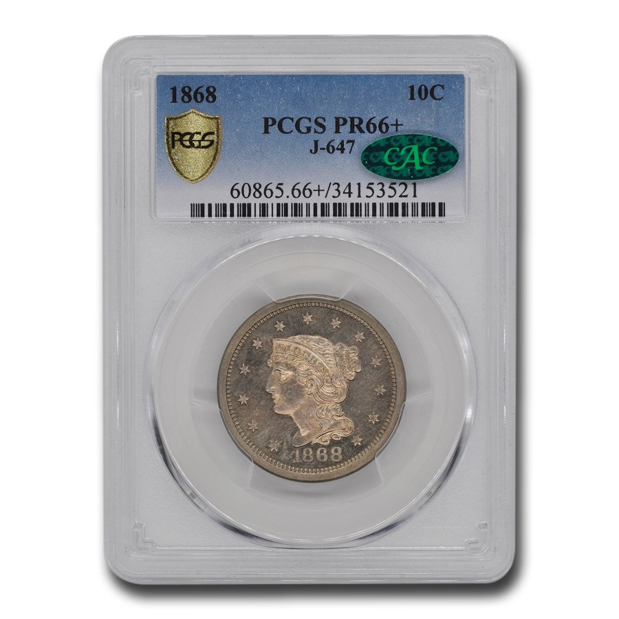 1868 Liberty Dime Pattern PR-66+ PCGS CAC (J-647)