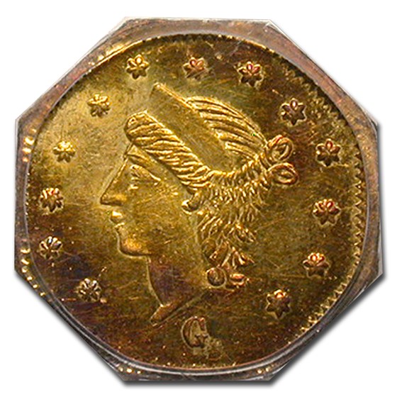 1868 Liberty Octagonal 25 Cent Gold MS-63 PCGS (BG-746)