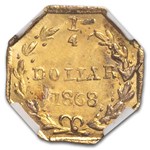 1868 Liberty Octagonal 25 Cent Gold MS-65 NGC (BG-711)