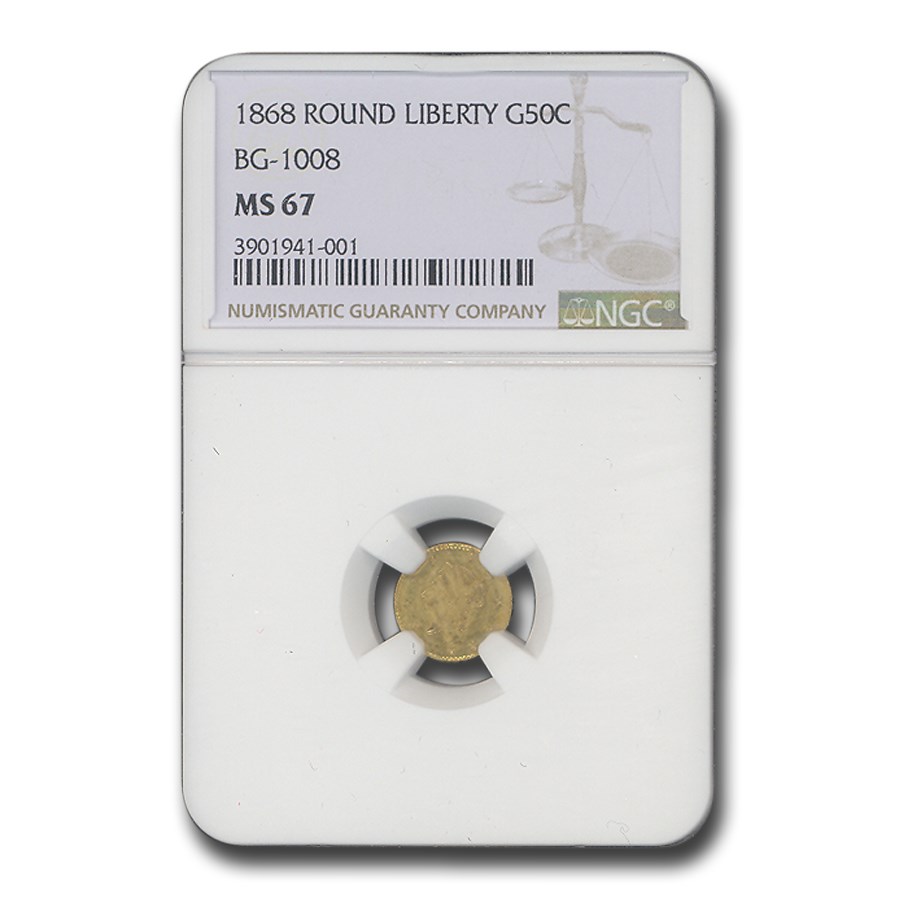 1868 Liberty Round 50 Cent Gold MS-67 NGC (BG-1008)