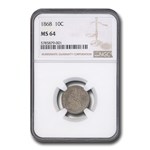 1868 Liberty Seated Dime MS-64 NGC