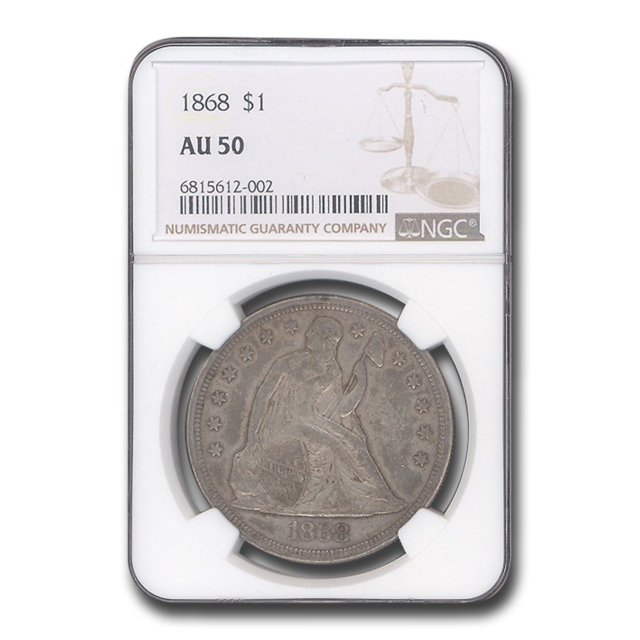 1868 Liberty Seated Dollar AU-50 NGC