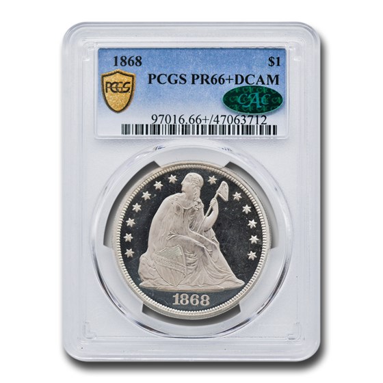 1868 Liberty Seated Dollar PR-66+ DCAM PCGS CAC 1868 Liberty Seated Dollar PR-66+ DCAM PCGS CAC