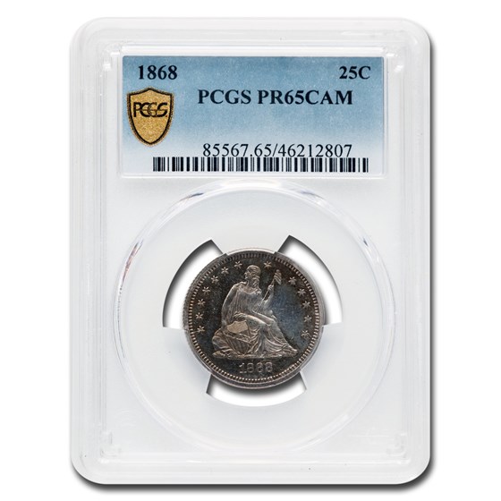 1868 Liberty Seated Quarter PR-65 Cameo PCGS 1868 Liberty Seated Quarter PR-65 Cameo PCGS