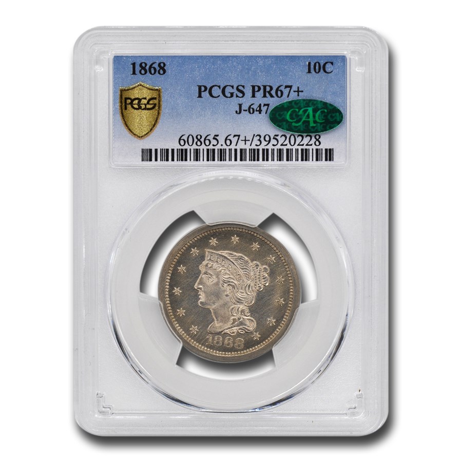 1868 Pattern $.10 - Large Cent Style PR-67+ PCGS CAC (J-647)