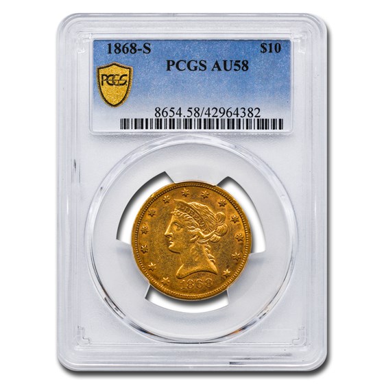 1868-S $10 Liberty Gold Eagle AU-58 PCGS 1868-S $10 Liberty Gold Eagle AU-58 PCGS